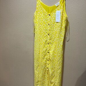Sienna sky Yellow Floral Button-Down Dress